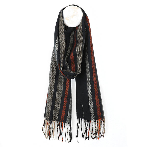 Grey/Rust Multi Stripe Scarf