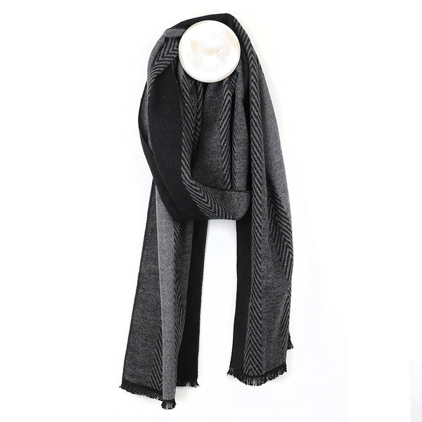 Grey/Black Herringbone Scarf