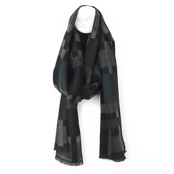 Grey/Teal Checked Scarf