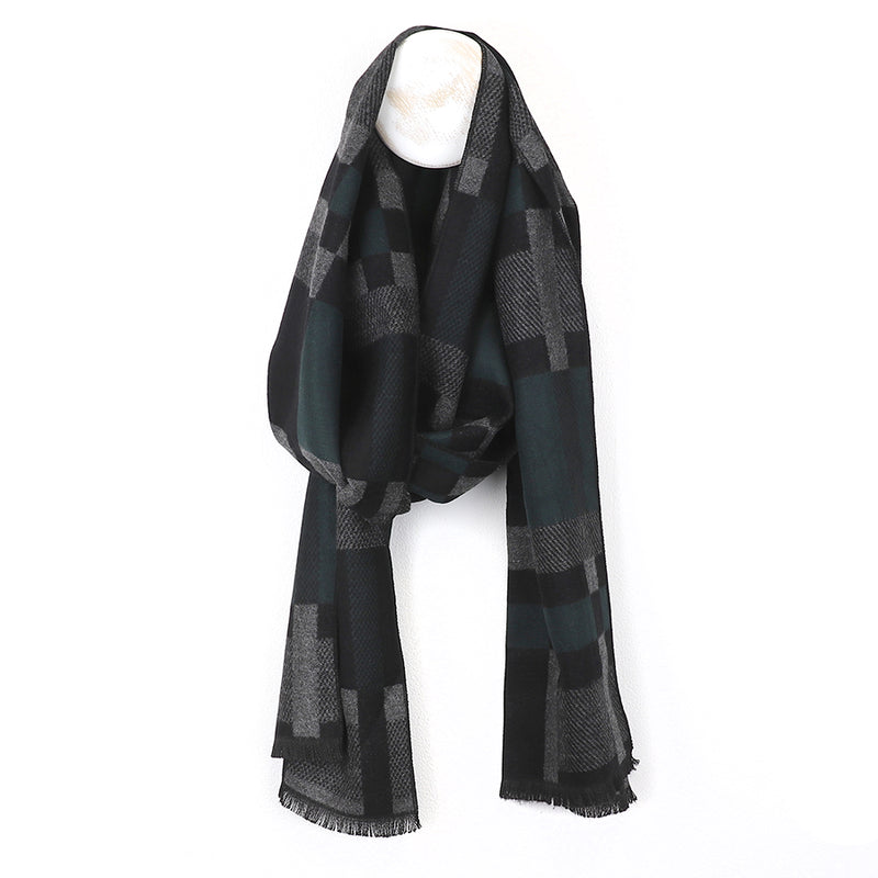 Grey/Teal Checked Scarf