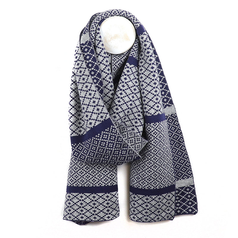 Navy Mixed Scandi Scarf