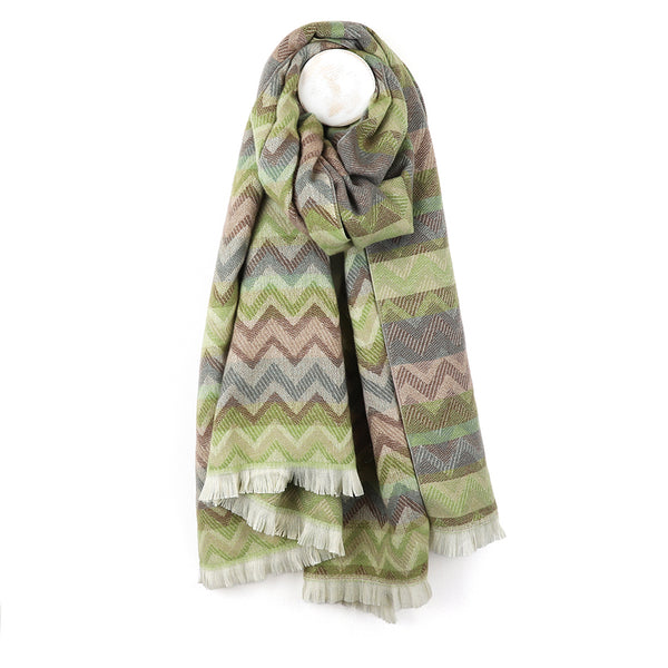 Soft Olive/Grey Chevron Scarf