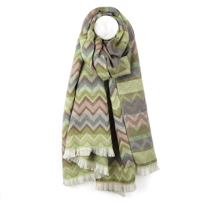 Soft Olive/Grey Chevron Scarf