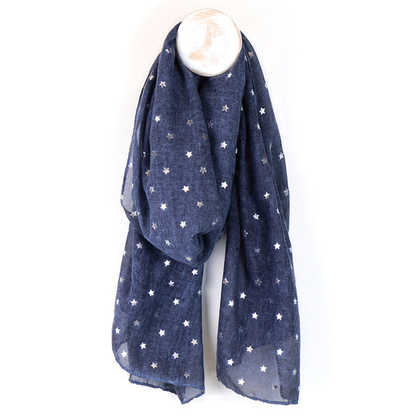 Deep Blue/Silver Star Scarf