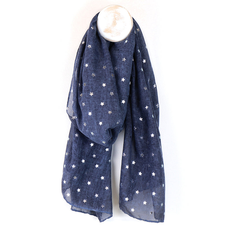 Deep Blue/Silver Star Scarf