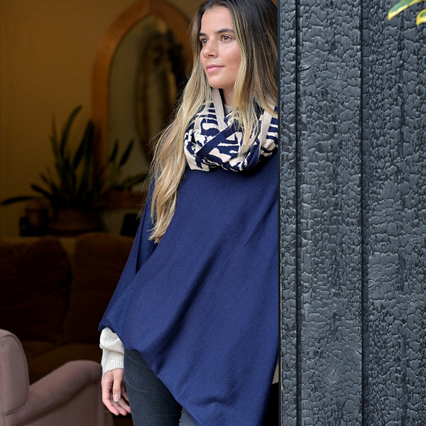 Navy Blue Fine Knitted Poncho