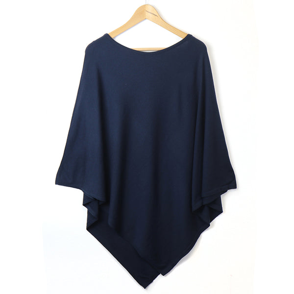 Navy Blue Fine Knitted Poncho