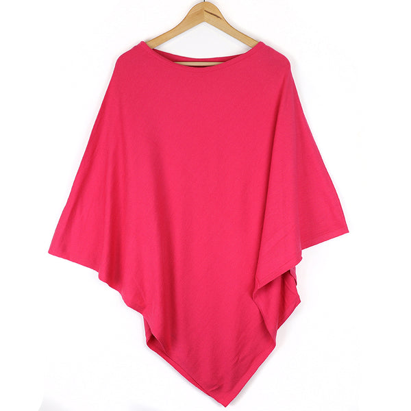 Raspberry Fine Knitted Poncho