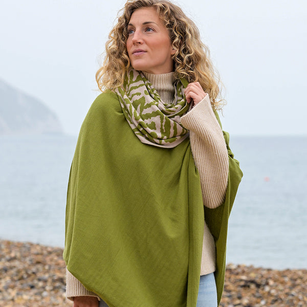 Pea Green Fine Knitted Poncho