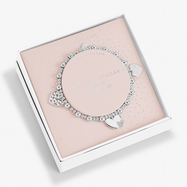 'Happy Birthday Mum' Silver Charm Bracelet