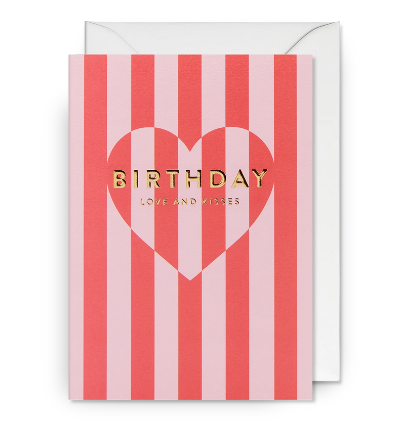 Birthday Love And Kisses Patterned Greeting Card