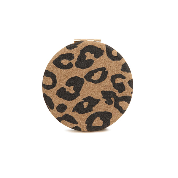 Round Compact Mirror - Leopard Dark