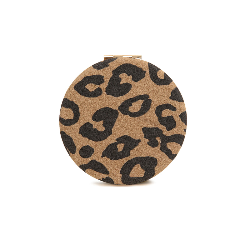 Round Compact Mirror - Leopard Dark
