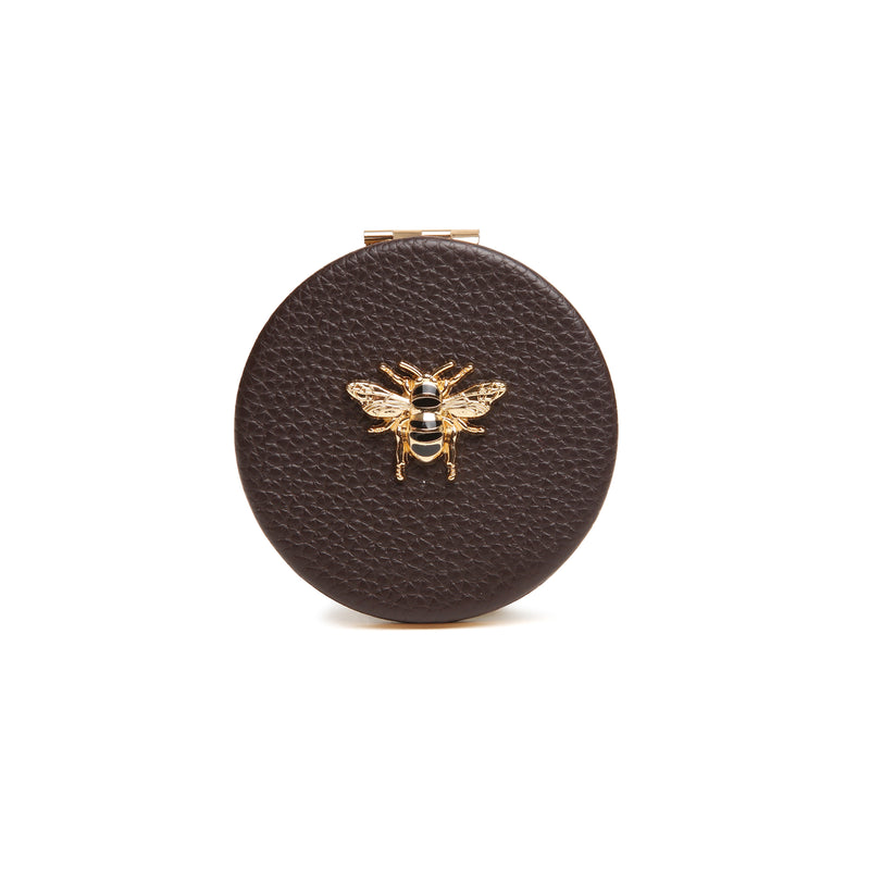 Round Compact Mirror - Chocolate