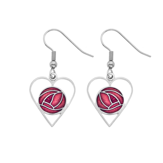 Rose Heart Red Earrings