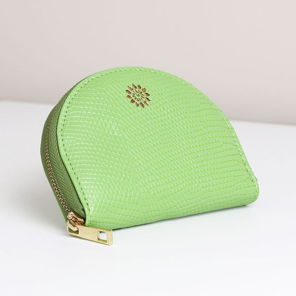 Apple Green Faux Textured Leather Half Moon Purse