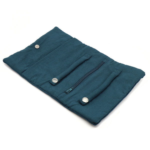Dark Teal Velvet Hedgehog Jewellery Roll