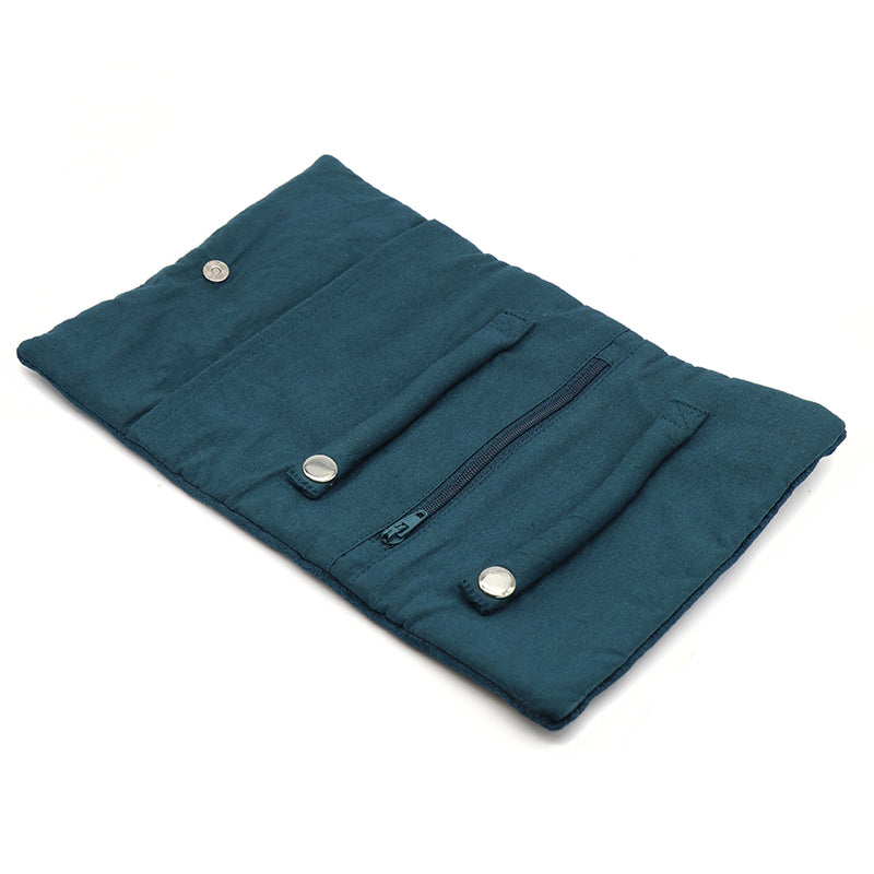Dark Teal Velvet Hedgehog Jewellery Roll