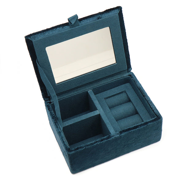 Dark Teal Velvet Hedgehog Small Jewellery Box