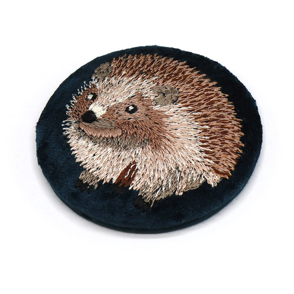 Dark Teal Velvet Hedgehog Pocket Mirror