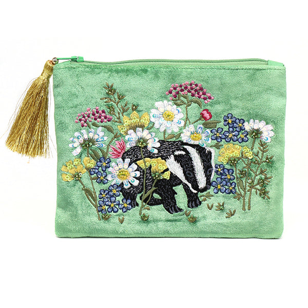 Green Velvet Badger Purse