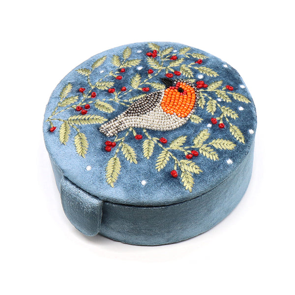 Dusky Blue Robin Large Jewellery Box