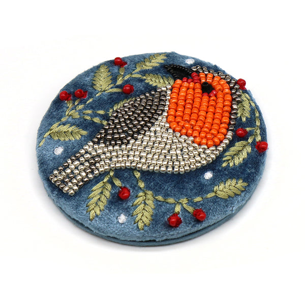 Dusky Blue Robin Pocket Mirror