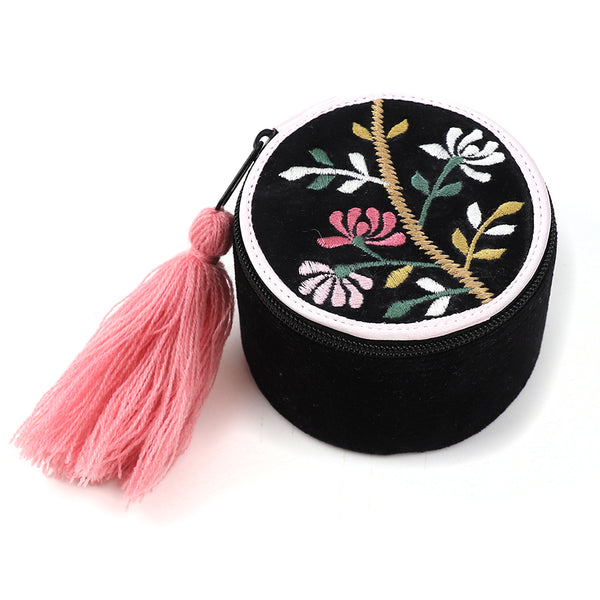Black Bird Of Paradise Round Trinket Box