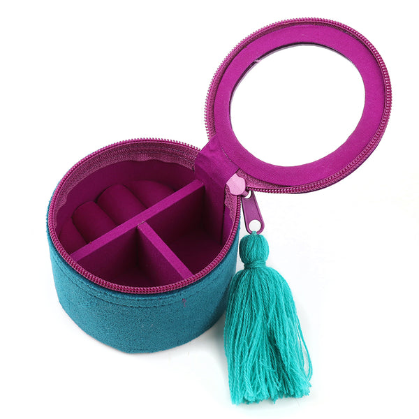Teal Shooting Stars Round Trinket Box