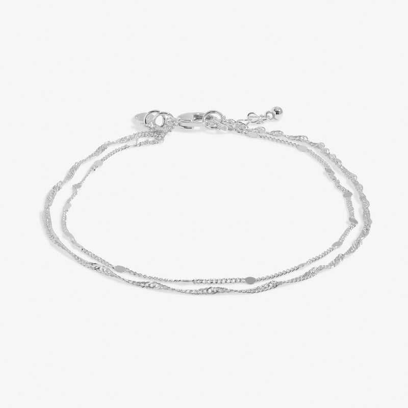 Layered Twist Anklet in Silver Plating