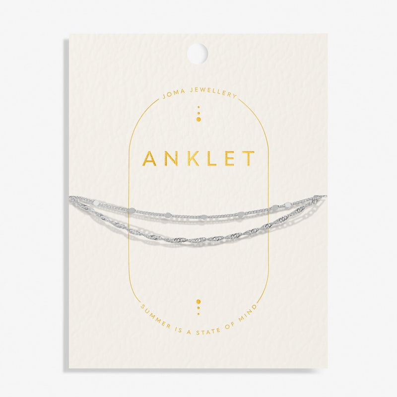 Layered Twist Anklet in Silver Plating