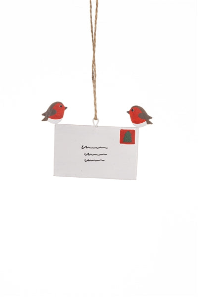 Robins Delivering The Xmas Card Hanging Decoration