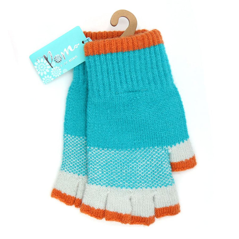 Aqua & Orange Fingerless Gloves