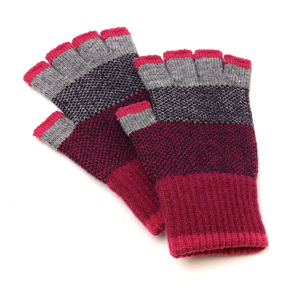 Magenta, Purple & Grey Fingerless Gloves
