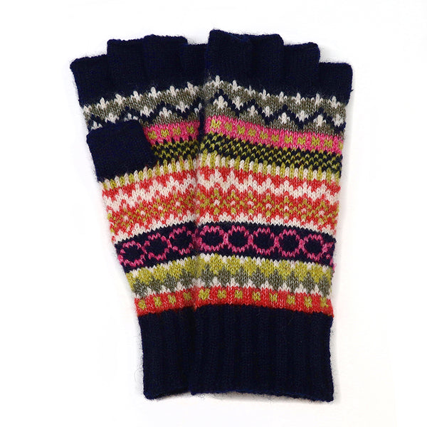 Navy/Rust Fingerless Gloves