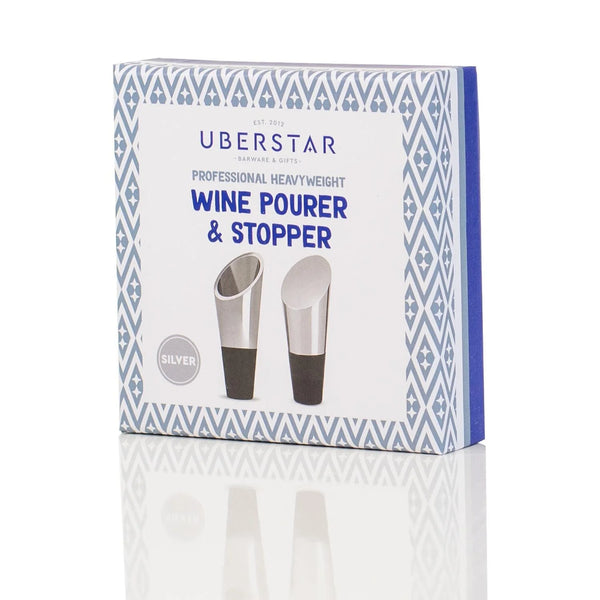 Heavyweight Wine Pourer and Stopper - Silver