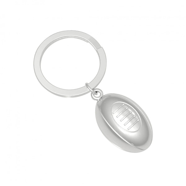 Silver Rugby Ball Keyring