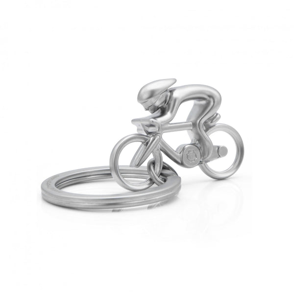 Silver Cyclist & Bicycle Keyring