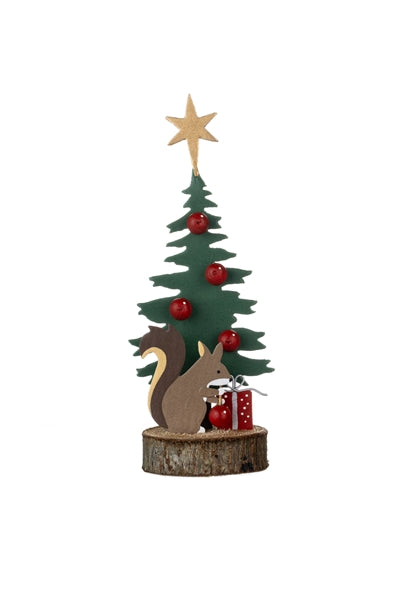 Squirrel and Tree On Wooden Block