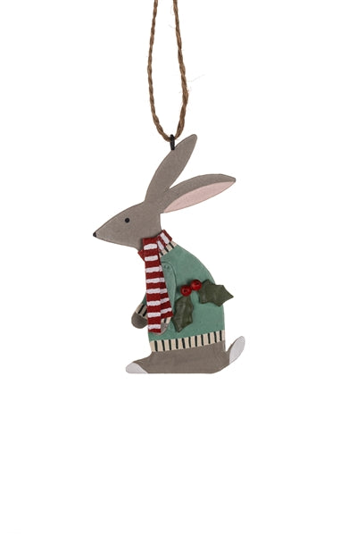 Hare In A Green Jumper Hanger Decoration
