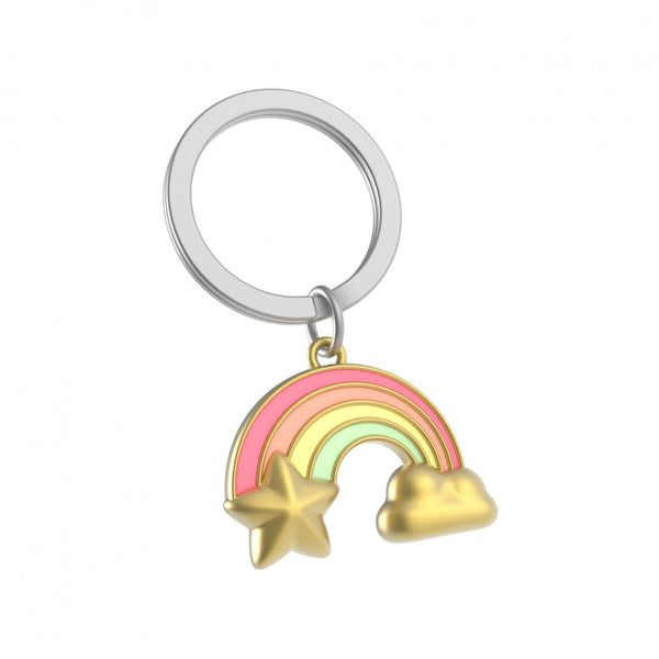 Pastel Rainbow With Cloud Keyring