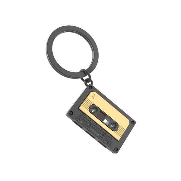 Grey & Gold Cassette Tape Keyring