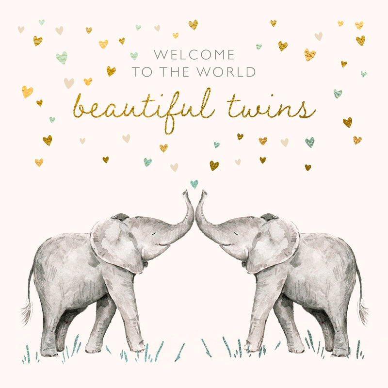 Beautiful Twins Elephants Card