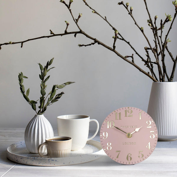 6" Arabic Mantel Clock - Blush Pink