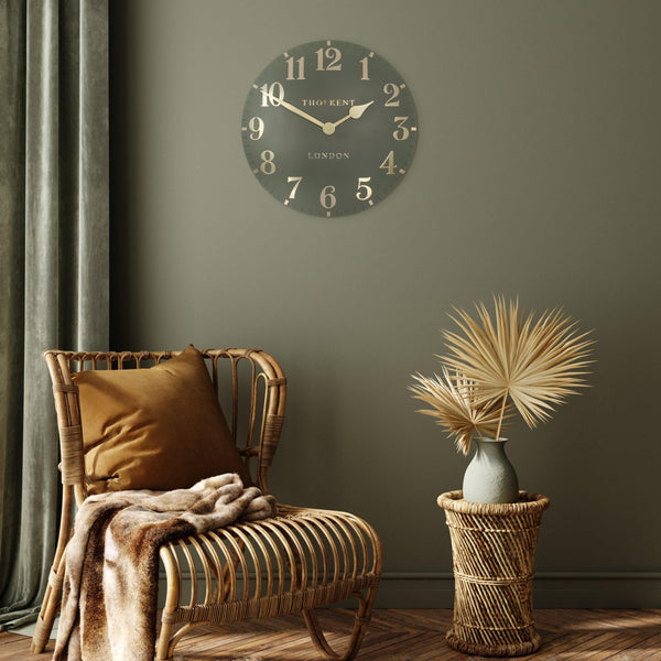 20" Arabic Wall Clock - Lichen Green