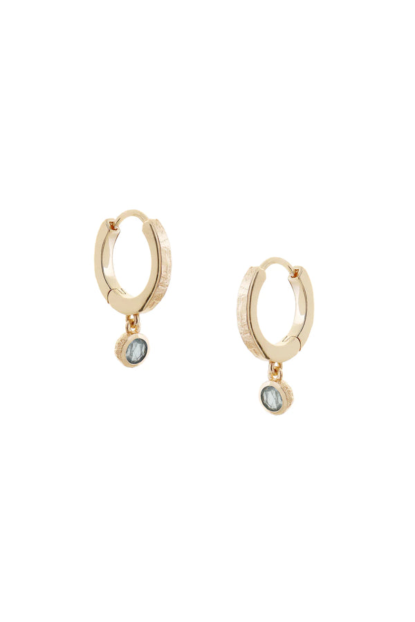 Aquamarine Hoop Earrings - Gold