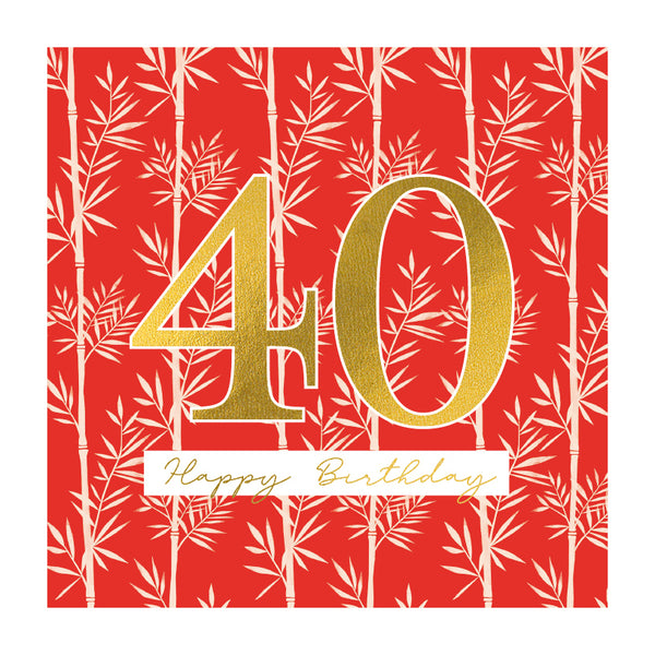 40 Red Bamboo Card