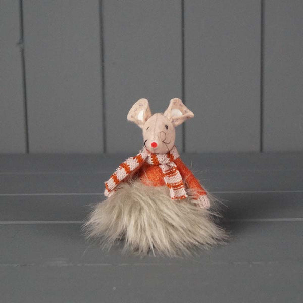 Fabric Mouse Sitting Decoration - Red Sweater