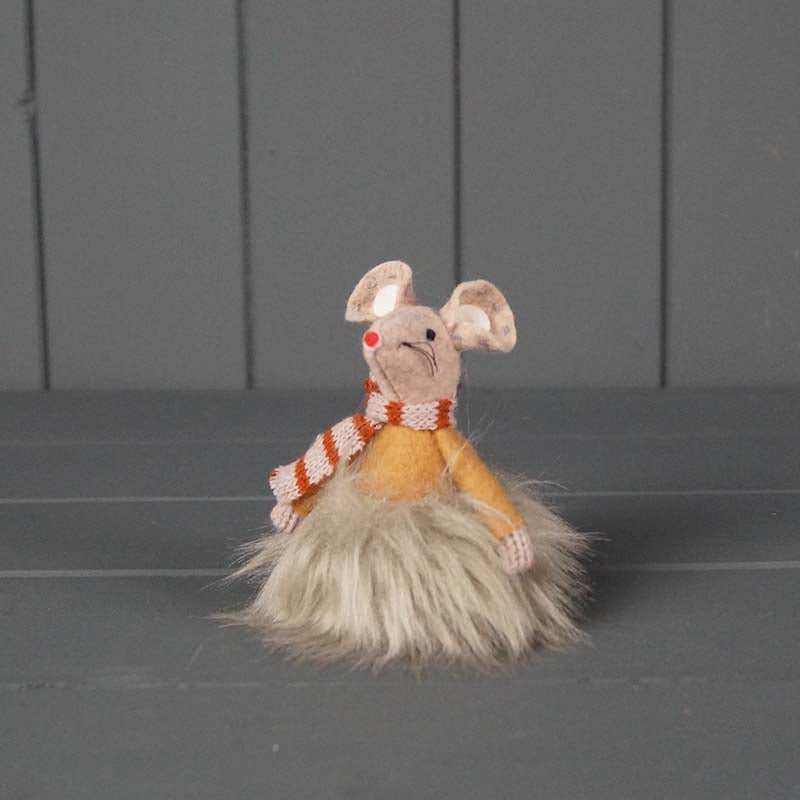 Fabric Mouse Sitting Decoration - Brown Sweater