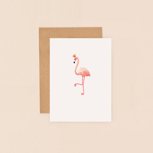 Flamingo With Crown Mini Card